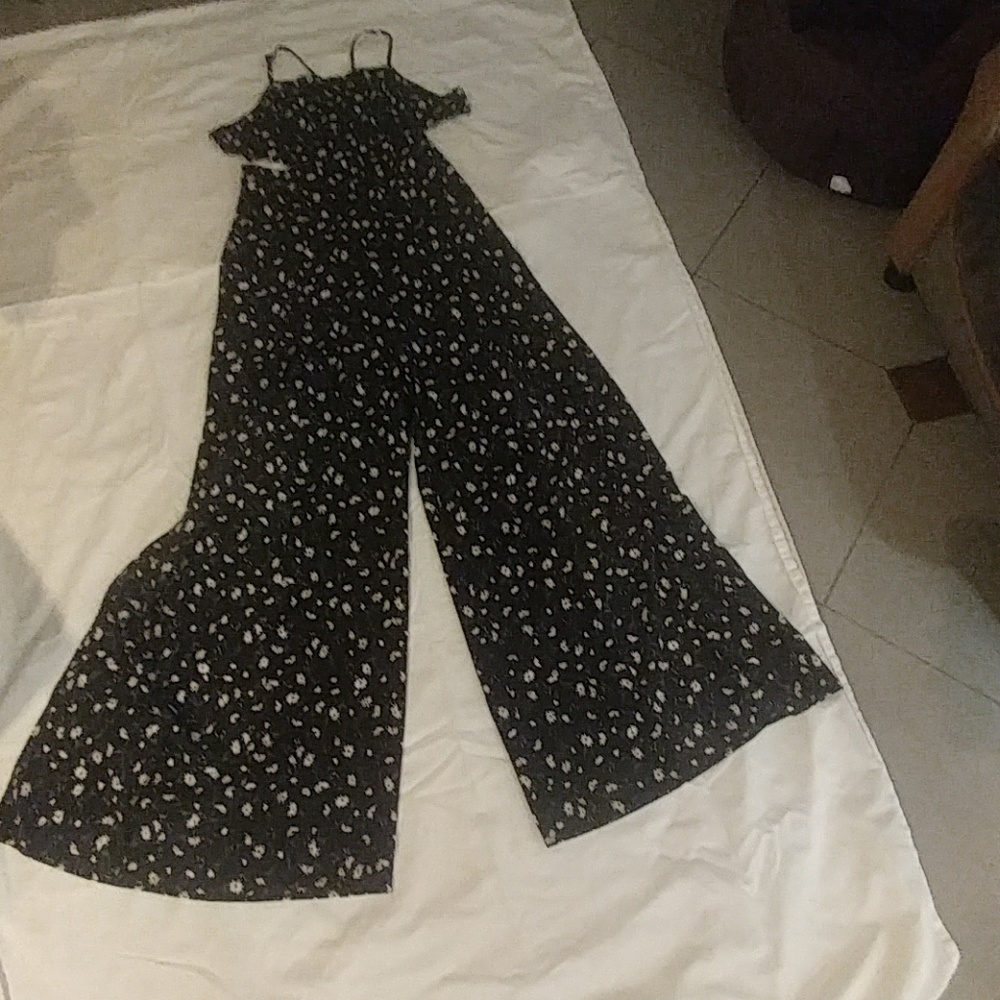 Blush open-slit legs jumpsuit